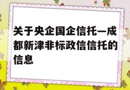 关于央企国企信托—成都新津非标政信信托的信息