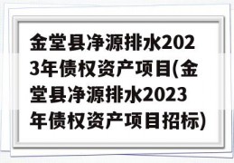 金堂县净源排水2023年债权资产项目(金堂县净源排水2023年债权资产项目招标)