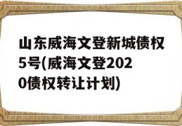 山东威海文登新城债权5号(威海文登2020债权转让计划)