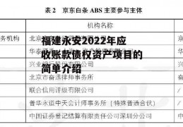 福建永安2022年应收账款债权资产项目的简单介绍