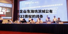 包含山东潍坊滨城公有2022债权的词条