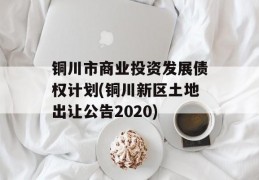 铜川市商业投资发展债权计划(铜川新区土地出让公告2020)