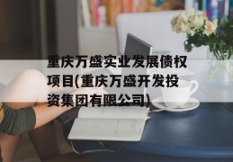 重庆万盛实业发展债权项目(重庆万盛开发投资集团有限公司)