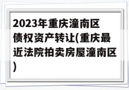 2023年重庆潼南区债权资产转让(重庆最近法院拍卖房屋潼南区)