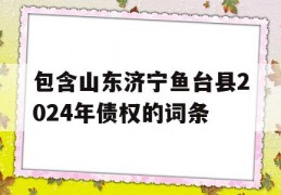 包含山东济宁鱼台县2024年债权的词条