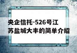 央企信托-526号江苏盐城大丰的简单介绍