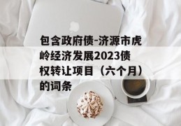 包含政府债-济源市虎岭经济发展2023债权转让项目（六个月）的词条