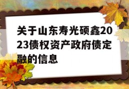 关于山东寿光硕鑫2023债权资产政府债定融的信息