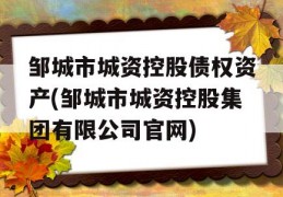 邹城市城资控股债权资产(邹城市城资控股集团有限公司官网)