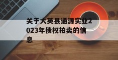 关于大英县通源实业2023年债权拍卖的信息