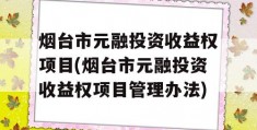 烟台市元融投资收益权项目(烟台市元融投资收益权项目管理办法)