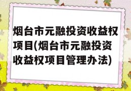 烟台市元融投资收益权项目(烟台市元融投资收益权项目管理办法)