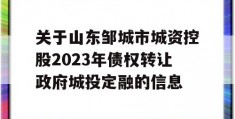 关于山东邹城市城资控股2023年债权转让政府城投定融的信息