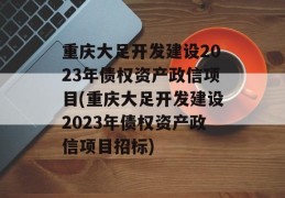 重庆大足开发建设2023年债权资产政信项目(重庆大足开发建设2023年债权资产政信项目招标)