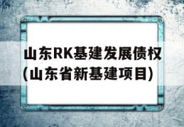 山东RK基建发展债权(山东省新基建项目)