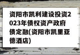 资阳市凯利建设投资2023年债权资产政府债定融(资阳市凯里亚德酒店)