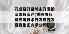 万盛经开区城市开发投资债权资产(重庆市万盛经济技术开发区开发投资集团有限公司)