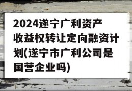 2024遂宁广利资产收益权转让定向融资计划(遂宁市广利公司是国营企业吗)