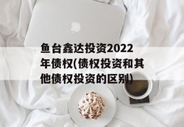 鱼台鑫达投资2022年债权(债权投资和其他债权投资的区别)