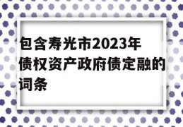 包含寿光市2023年债权资产政府债定融的词条