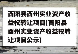 酉阳县酉州实业资产收益权转让项目(酉阳县酉州实业资产收益权转让项目公示)