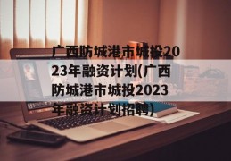 广西防城港市城投2023年融资计划(广西防城港市城投2023年融资计划招聘)