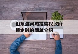 山东潍河城投债权政府债定融的简单介绍