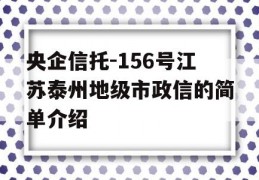 央企信托-156号江苏泰州地级市政信的简单介绍