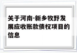 关于河南-新乡牧野发展应收账款债权项目的信息