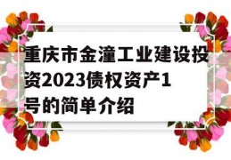 重庆市金潼工业建设投资2023债权资产1号的简单介绍