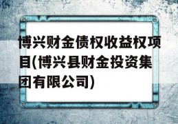 博兴财金债权收益权项目(博兴县财金投资集团有限公司)