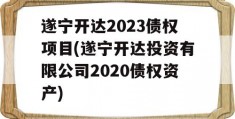 遂宁开达2023债权项目(遂宁开达投资有限公司2020债权资产)