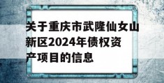 关于重庆市武隆仙女山新区2024年债权资产项目的信息