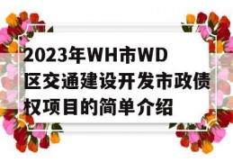 2023年WH市WD区交通建设开发市政债权项目的简单介绍