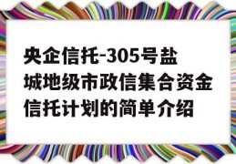 央企信托-305号盐城地级市政信集合资金信托计划的简单介绍