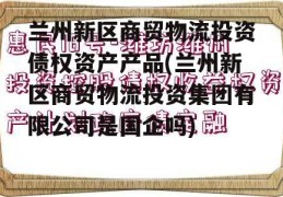 兰州新区商贸物流投资债权资产产品(兰州新区商贸物流投资集团有限公司是国企吗)