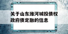 关于山东潍河城投债权政府债定融的信息