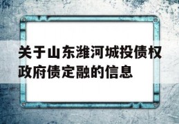 关于山东潍河城投债权政府债定融的信息