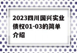 2023四川国兴实业债权01-03的简单介绍