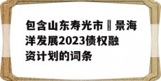 包含山东寿光市昇景海洋发展2023债权融资计划的词条