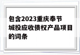 包含2023重庆奉节城投应收债权产品项目的词条