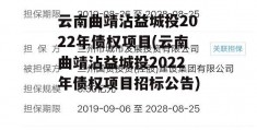 云南曲靖沾益城投2022年债权项目(云南曲靖沾益城投2022年债权项目招标公告)