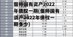 偃师国有资产2022年债权一期(偃师国有资产2022年债权一期多少)