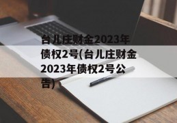 台儿庄财金2023年债权2号(台儿庄财金2023年债权2号公告)