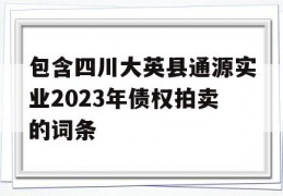 包含四川大英县通源实业2023年债权拍卖的词条