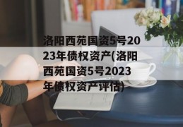 洛阳西苑国资5号2023年债权资产(洛阳西苑国资5号2023年债权资产评估)