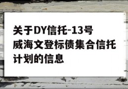 关于DY信托-13号威海文登标债集合信托计划的信息