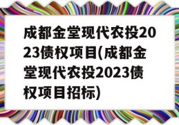 成都金堂现代农投2023债权项目(成都金堂现代农投2023债权项目招标)