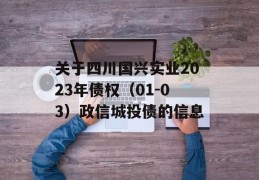 关于四川国兴实业2023年债权（01-03）政信城投债的信息
