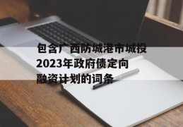 包含广西防城港市城投2023年政府债定向融资计划的词条